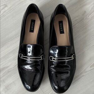 DKNY Size 9.5 Patent Leather Upper Loafers with Silver Hardware